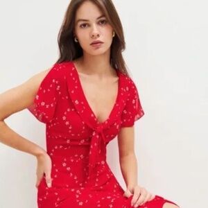 NWT Reformation Talleen Floral Ruffle Maxi Dress Sz 8